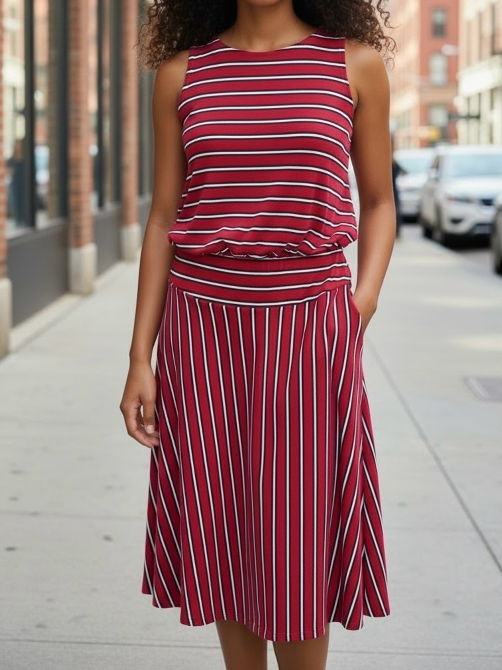 LOFT Sleeveless Drop Waist Sundress Size S